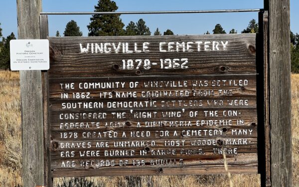 Wingville cemetery informational sign.