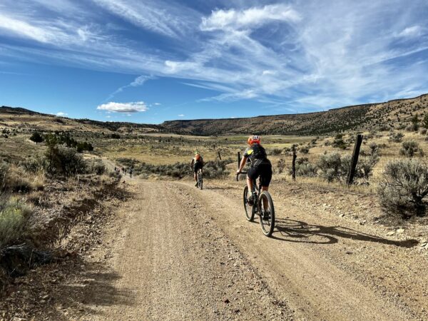 Group of gravel cyclists on Hay Creek road.