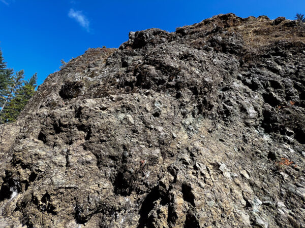 Welded volcanic tuff rock