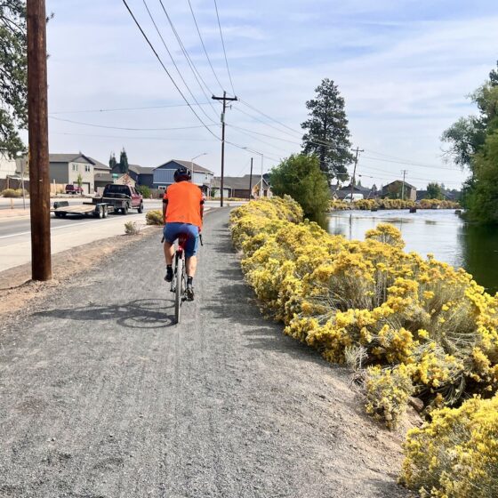 Riding an urban section.