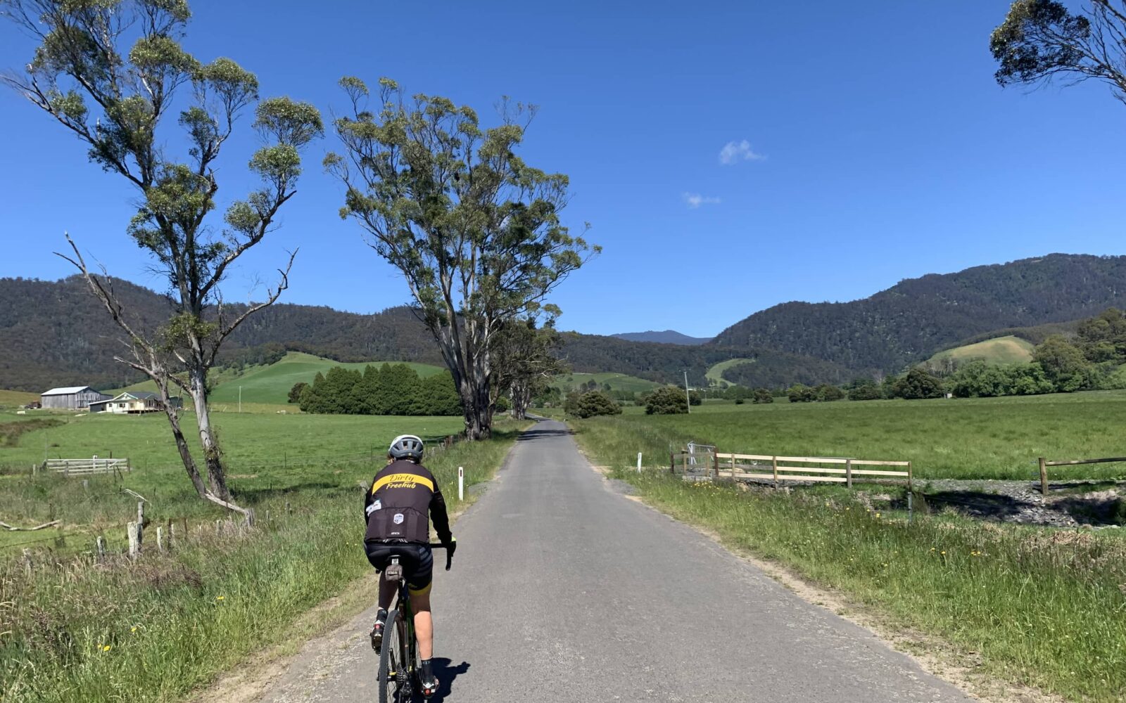 Cycling open farm lands, tasmania