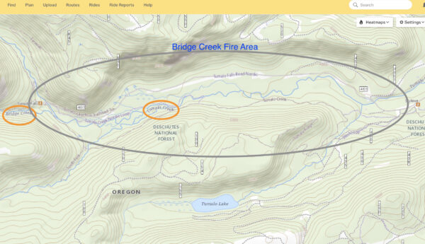 Bridge Creek Fire Map