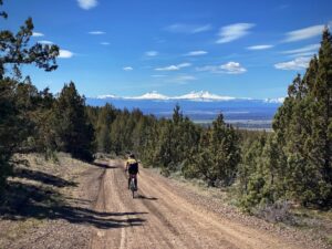 Gravel Bike route with mountain views in Central Oregon.