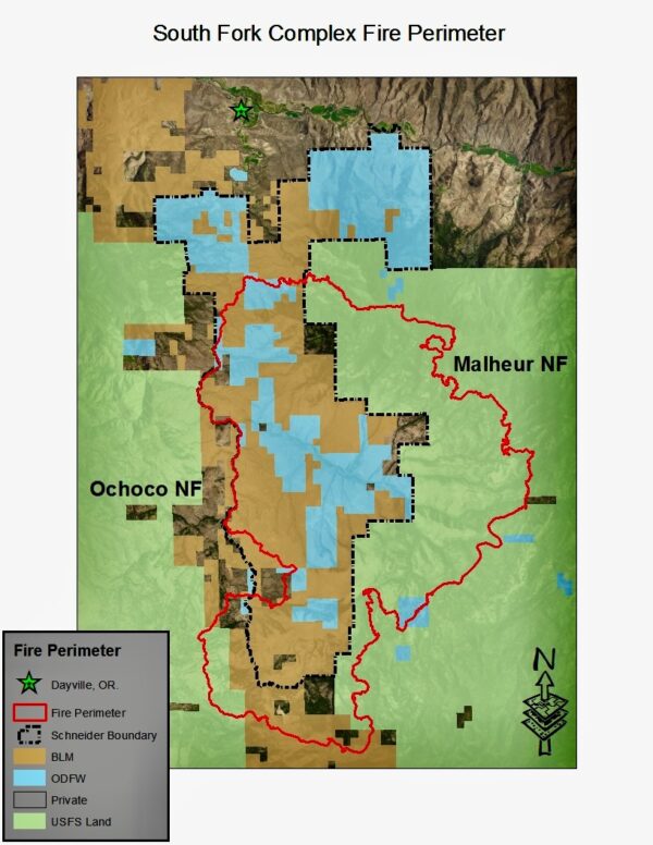 2014 South Fork Complex Fire map near Murderers Creek