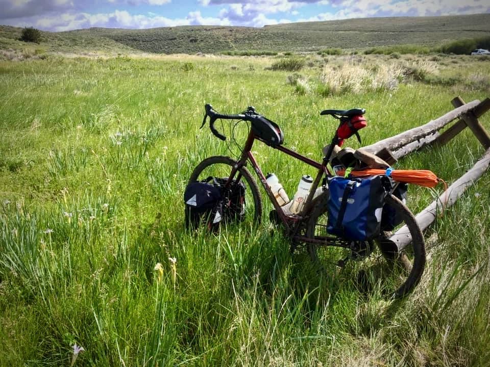 Bike in the green grasses in June at the Hart Mountain National Antelope Refuge.
