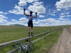 gravel cyclist on gravel road in northeast oregon