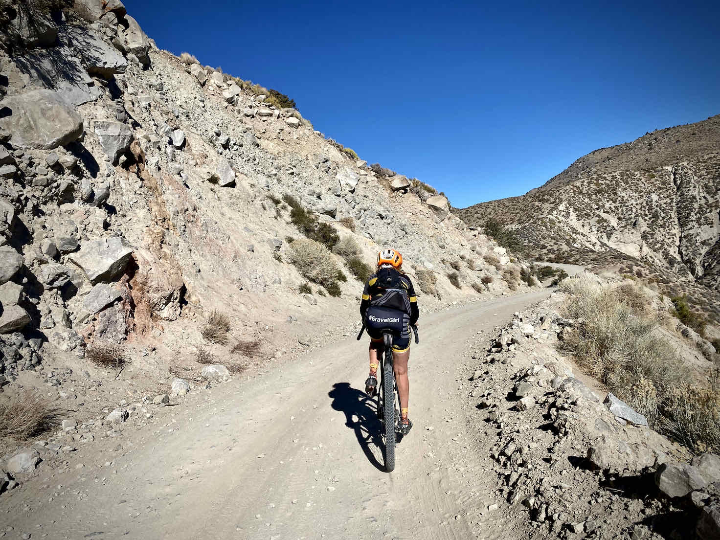 Gravel cyclist near South Pass in Death Valley.