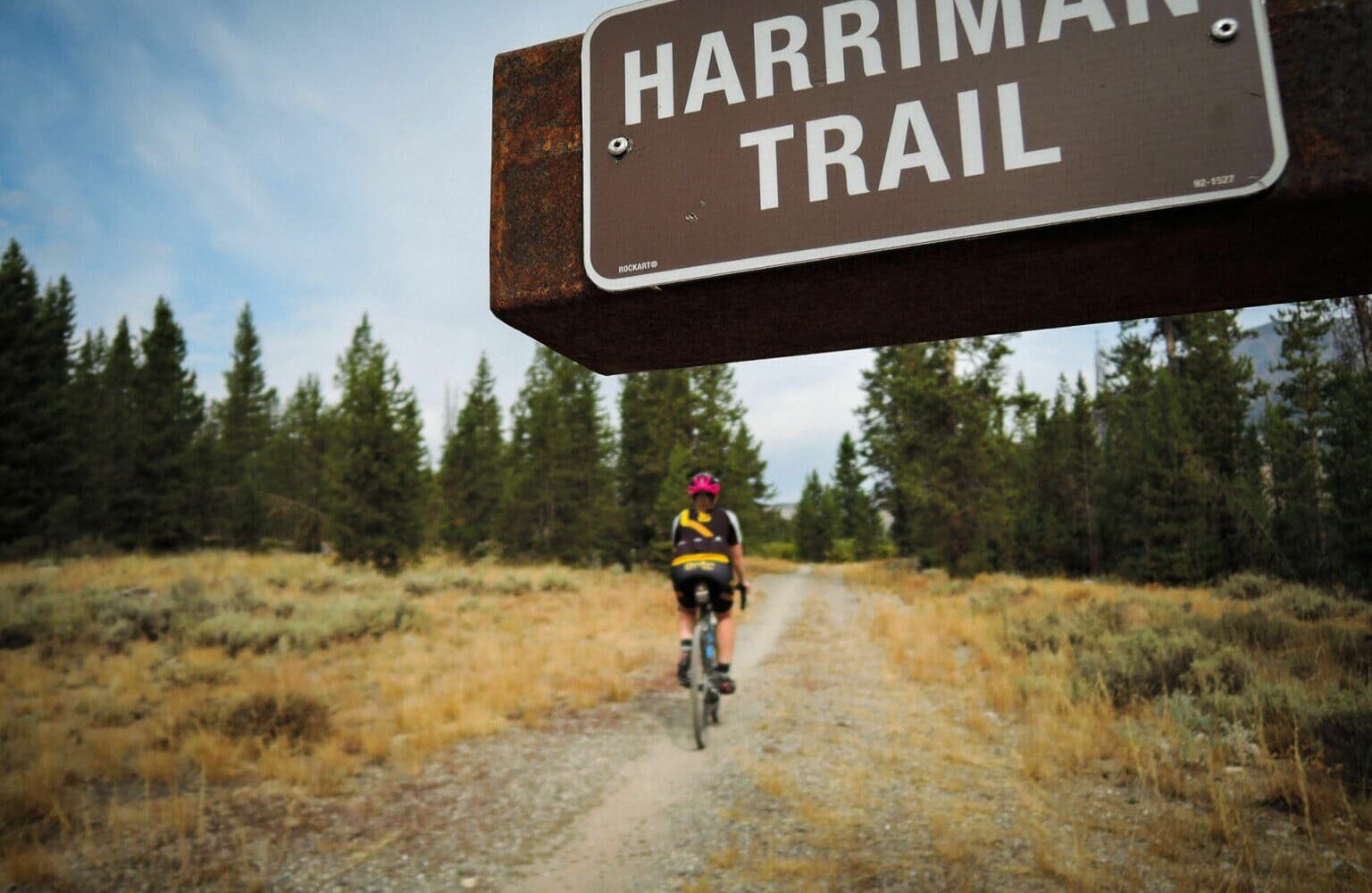 Cyclist on Harriman Trail, ID
