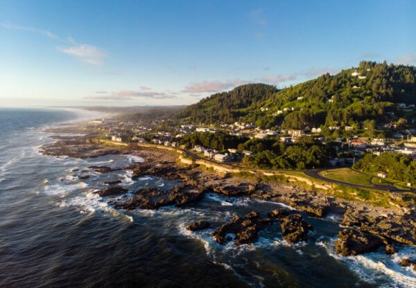 Aerial view of Yachats, Oregon
