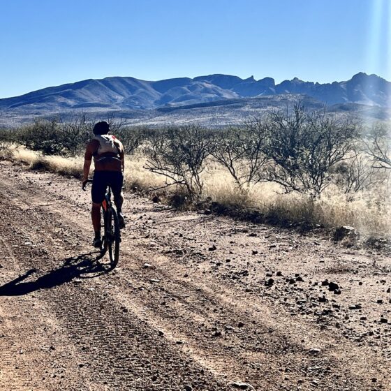 Cerro Colorado with gravel cyclist