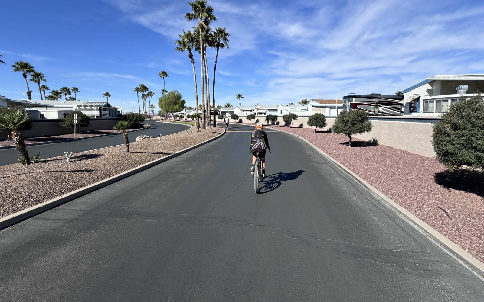 Riding bikes out of Voyager RV Park.