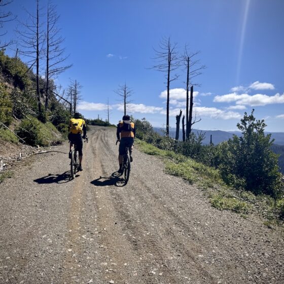 Two cyclists on the Bombsite ride near Brookings,Oregon.
