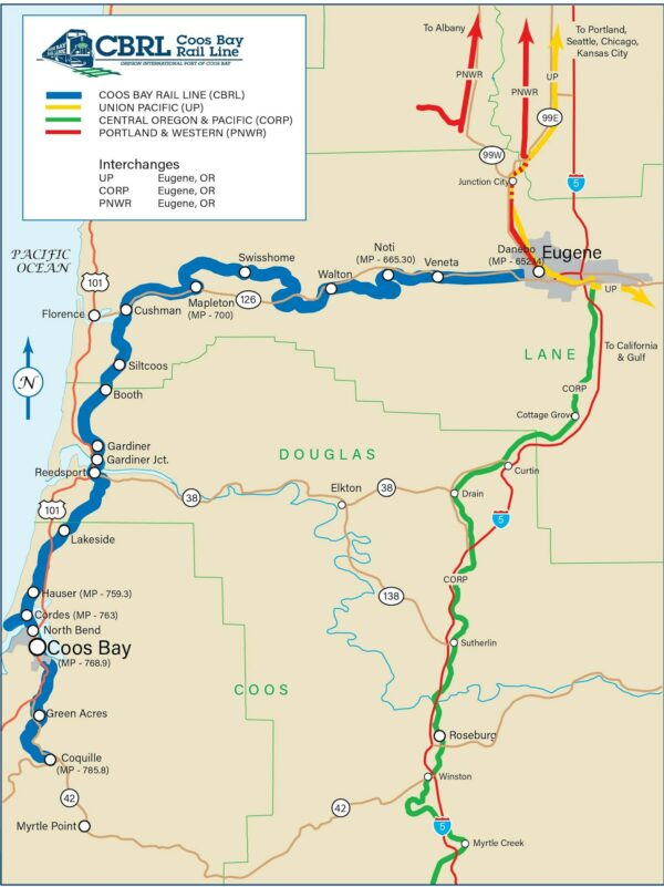 Coos Bay Rail Line map