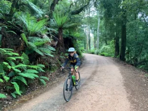 Tasmania - Linda on Gravel Bike