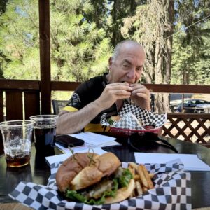 Fish Lake Resort. Easting hamburger.