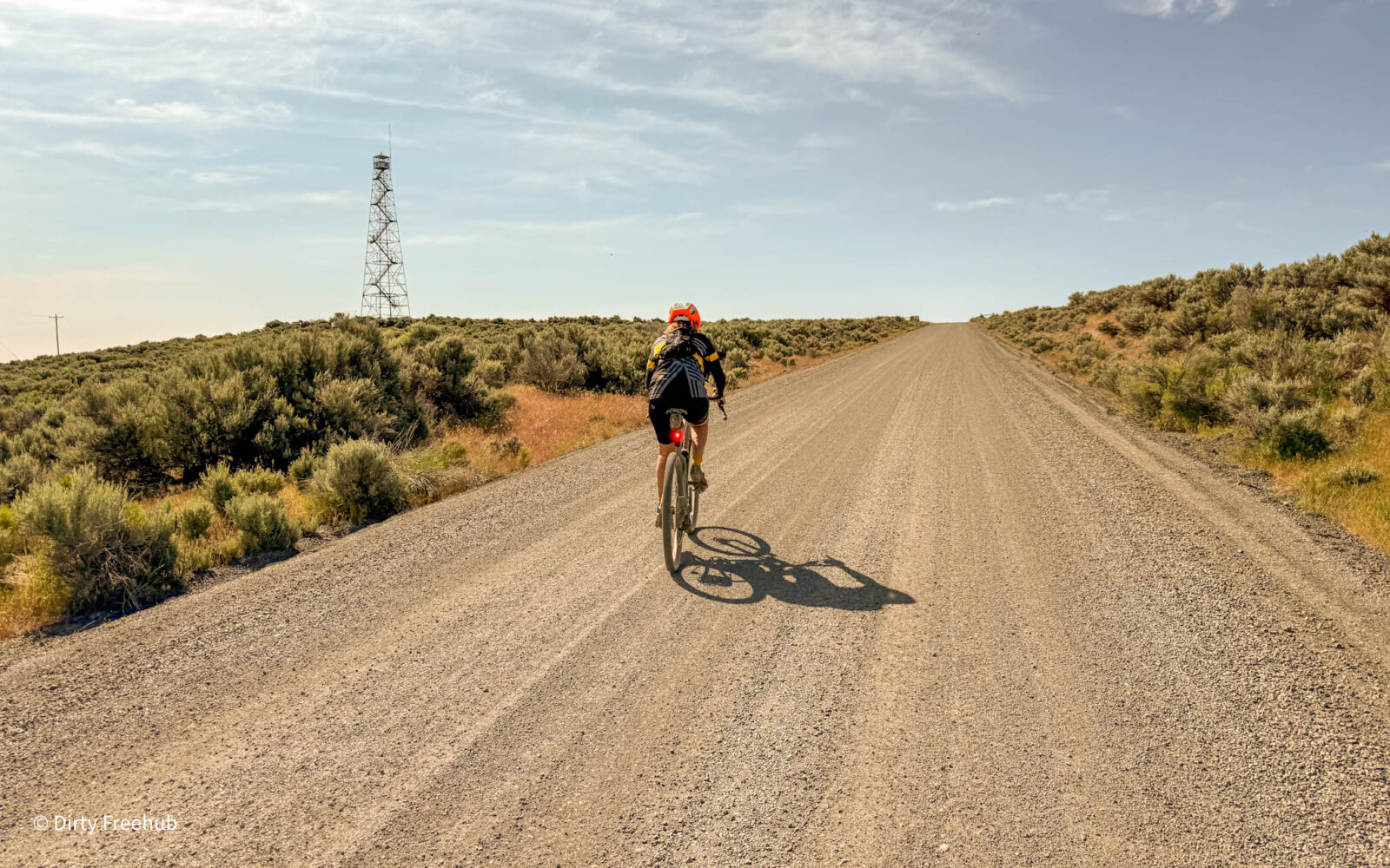 Gravel Girl on gravel road at Malheur Wildlife Refuge.