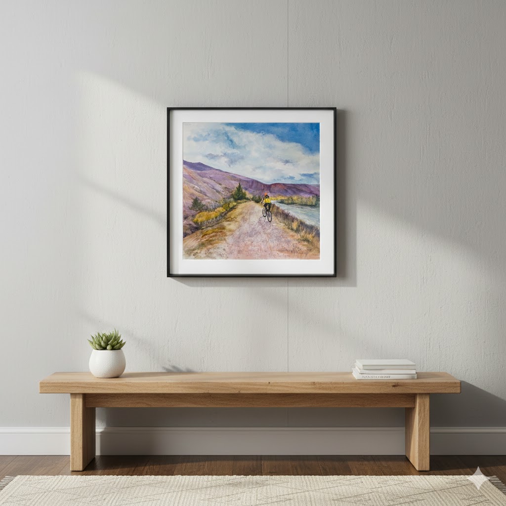 Central Oregon Gravel Guidebook Cover - Original Painting (Framed) - Image 2