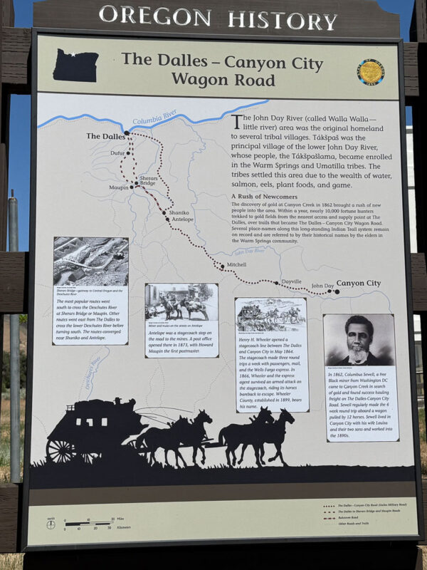 Kiosk sign - The Dalles Canyon City Wagon Rd